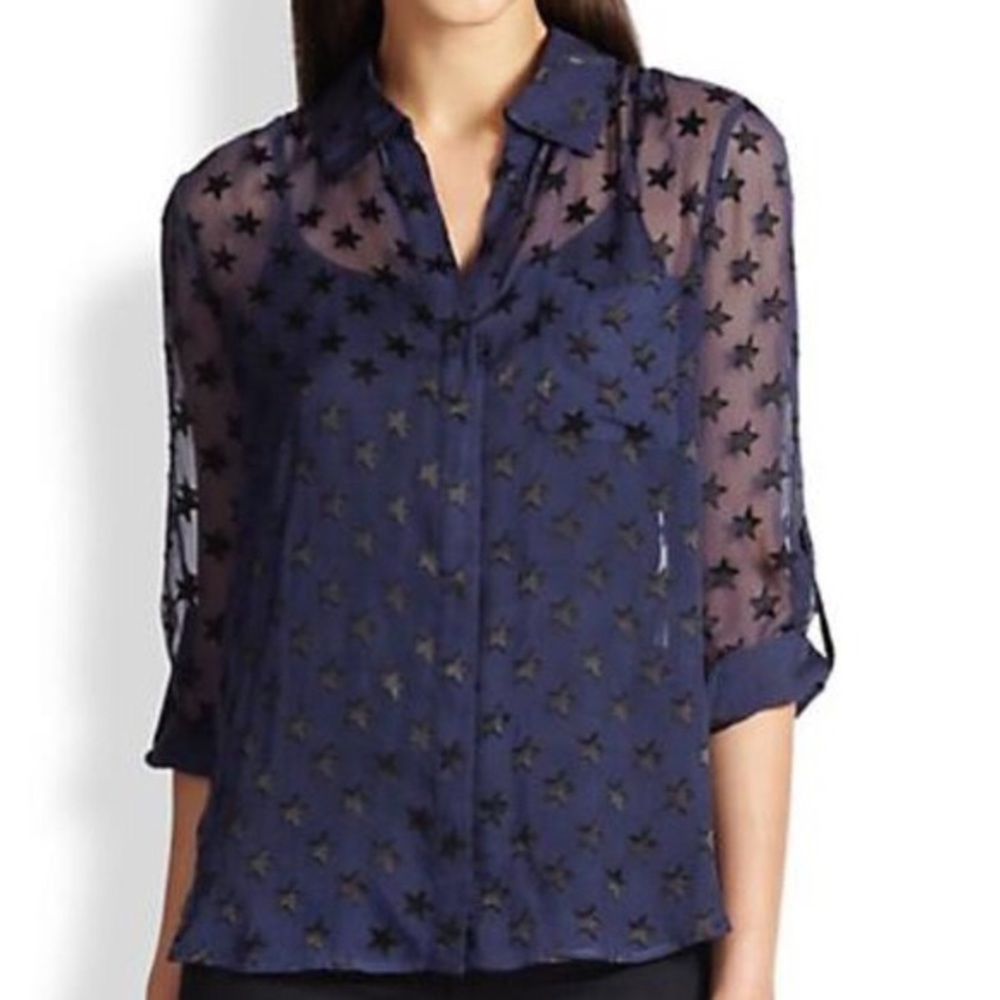 DVF star print sheer blouse